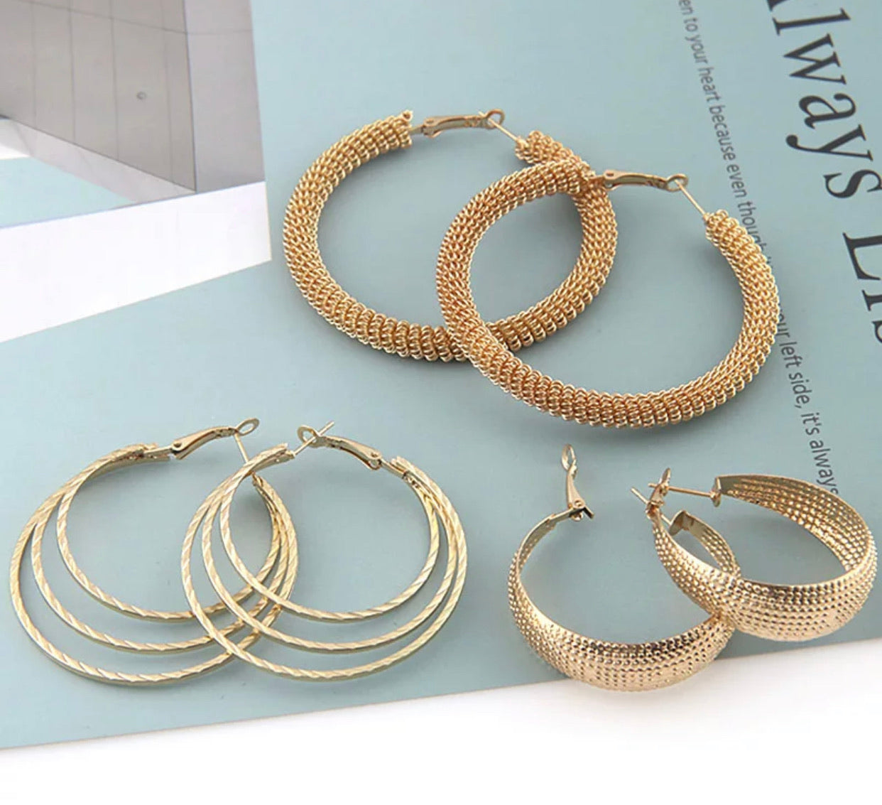 Gold Hoop Earrings Set Of 3